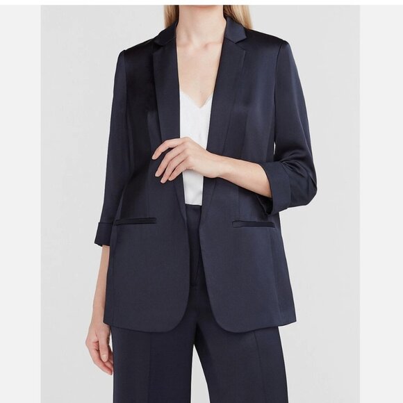 Satin Boyfriend Blazer - Picture 1 of 9